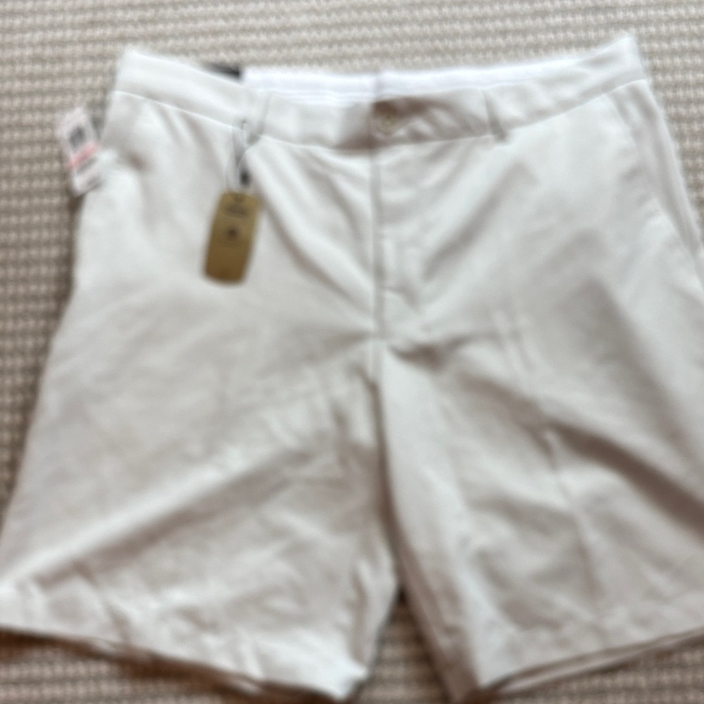 Greg Norman Collection White Flat-Front Performance Shorts
